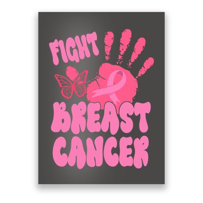 Fight Breast Cancer Handprint Ribbon Poster