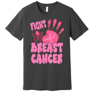 Fight Breast Cancer Handprint Ribbon Premium T-Shirt