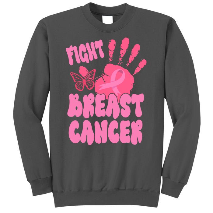 Fight Breast Cancer Handprint Ribbon Tall Sweatshirt