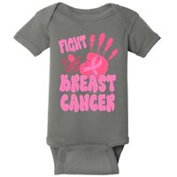 Fight Breast Cancer Handprint Ribbon Baby Bodysuit