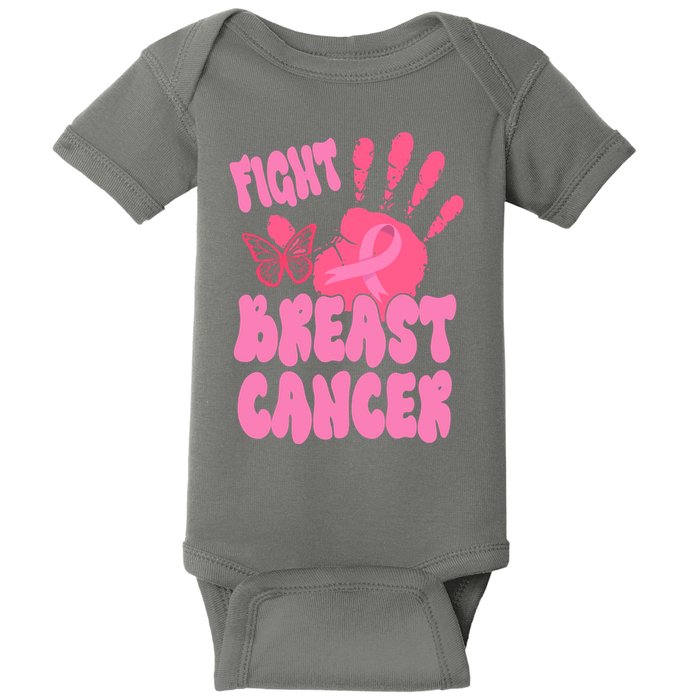 Fight Breast Cancer Handprint Ribbon Baby Bodysuit