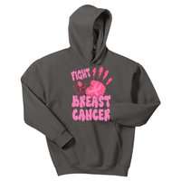 Fight Breast Cancer Handprint Ribbon Kids Hoodie