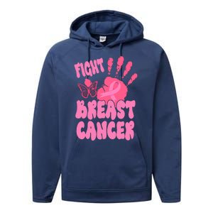 Fight Breast Cancer Handprint Ribbon Performance Fleece Hoodie