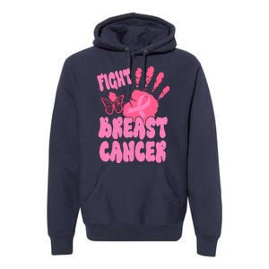 Fight Breast Cancer Handprint Ribbon Premium Hoodie