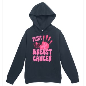 Fight Breast Cancer Handprint Ribbon Urban Pullover Hoodie