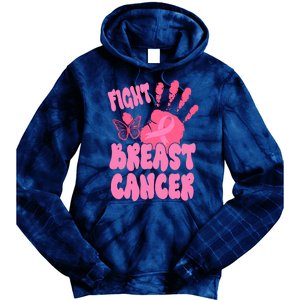 Fight Breast Cancer Handprint Ribbon Tie Dye Hoodie