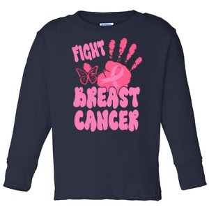 Fight Breast Cancer Handprint Ribbon Toddler Long Sleeve Shirt