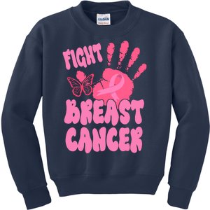 Fight Breast Cancer Handprint Ribbon Kids Sweatshirt