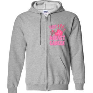 Fight Breast Cancer Handprint Ribbon Full Zip Hoodie