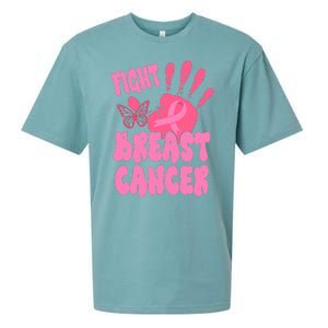 Fight Breast Cancer Handprint Ribbon Sueded Cloud Jersey T-Shirt