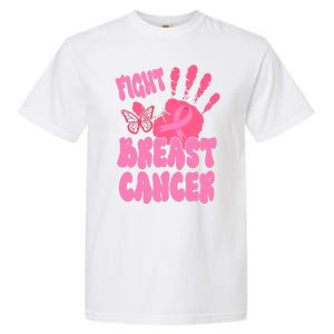 Fight Breast Cancer Handprint Ribbon Garment-Dyed Heavyweight T-Shirt