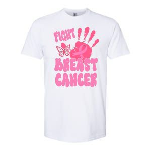 Fight Breast Cancer Handprint Ribbon Softstyle CVC T-Shirt