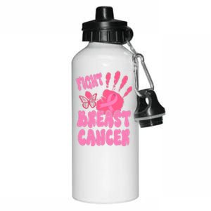 Fight Breast Cancer Handprint Ribbon Aluminum Water Bottle