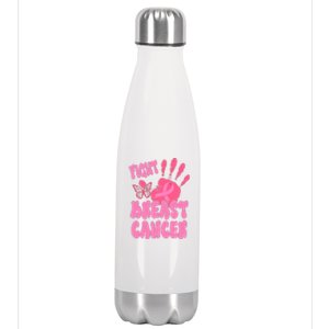 Fight Breast Cancer Handprint Ribbon Stainless Steel Insulated Water Bottle