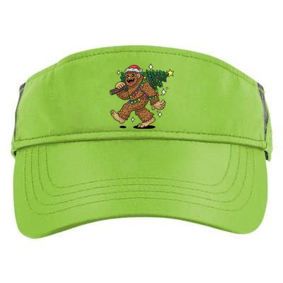 Funny Bigfoot Carrying Christmas Tree Holiday Sasquatch Adult Drive Performance Visor