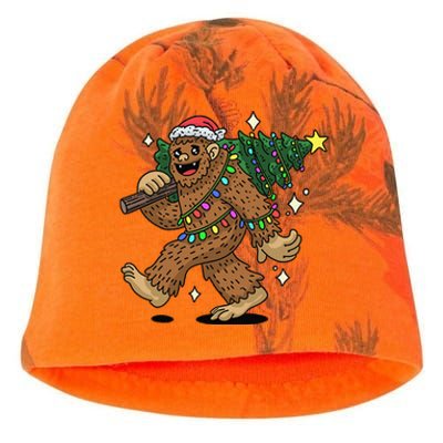 Funny Bigfoot Carrying Christmas Tree Holiday Sasquatch Kati - Camo Knit Beanie