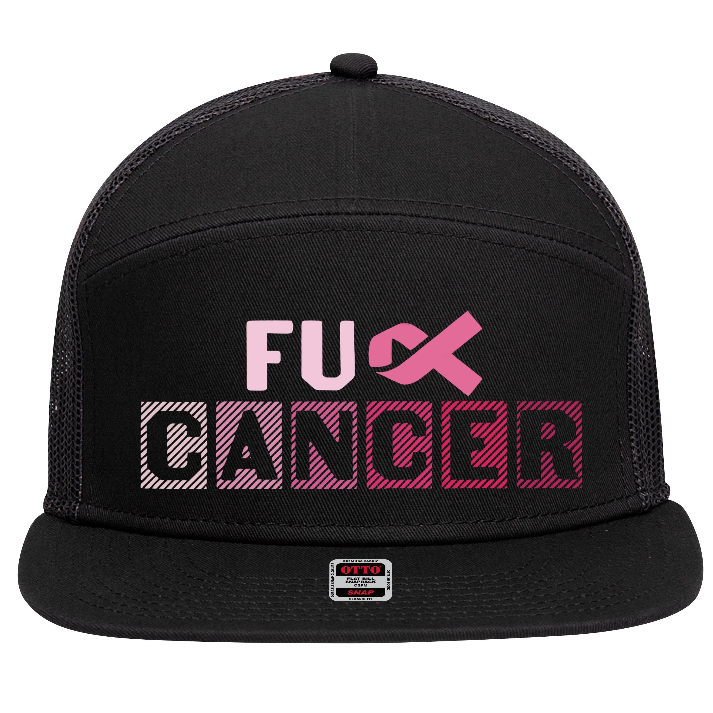 Fuck Breast Cancer Awareness Cancer Survivor 7 Panel Mesh Trucker Snapback Hat
