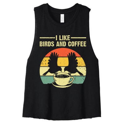 Funny Birds Coffee Design For Men Women Bird Lover Coffee Women's Racerback Cropped Tank