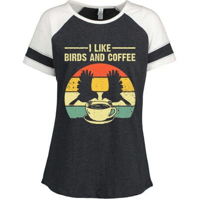 Funny Birds Coffee Design For Men Women Bird Lover Coffee Enza Ladies Jersey Colorblock Tee