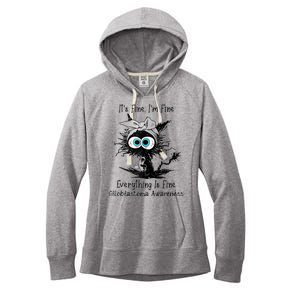 Funny Black Cat Its Fine IM Fine Glioblastoma Awareness Women's Fleece Hoodie