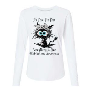 Funny Black Cat Its Fine IM Fine Glioblastoma Awareness Womens Cotton Relaxed Long Sleeve T-Shirt