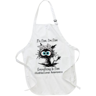 Funny Black Cat Its Fine IM Fine Glioblastoma Awareness Apron