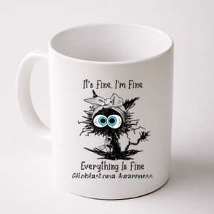 Funny Black Cat Its Fine IM Fine Glioblastoma Awareness Coffee Mug