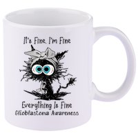 Funny Black Cat Its Fine IM Fine Glioblastoma Awareness 11oz C Handle Ceramic Mug