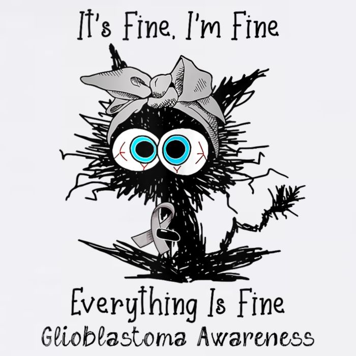 Funny Black Cat Its Fine IM Fine Glioblastoma Awareness 11oz C Handle Ceramic Mug