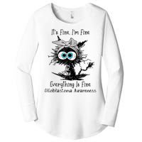 Funny Black Cat Its Fine IM Fine Glioblastoma Awareness Women's Perfect Tri Tunic Long Sleeve Shirt