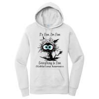 Funny Black Cat Its Fine IM Fine Glioblastoma Awareness Women's Pullover Hoodie