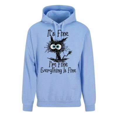 Funny Black Cat It's Fine I'm Fine Everything Is Fine Unisex Surf Hoodie