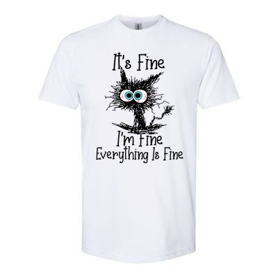 Funny Black Cat It's Fine I'm Fine Everything Is Fine Softstyle CVC T-Shirt