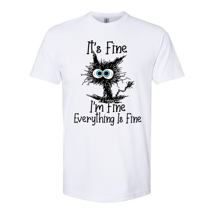 Funny Black Cat It's Fine I'm Fine Everything Is Fine Softstyle CVC T-Shirt