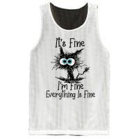 Funny Black Cat It's Fine I'm Fine Everything Is Fine Mesh Reversible Basketball Jersey Tank