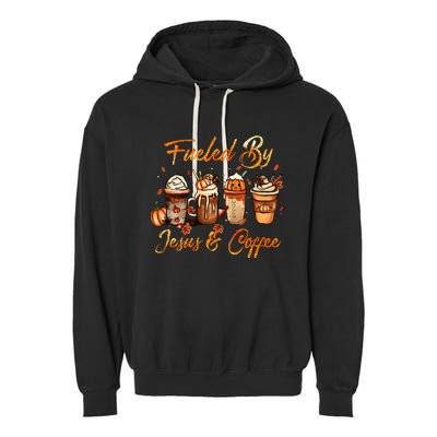 Fueled By Coffee Pumpkin Spice Jesus Autumn Thanksgiving Garment-Dyed Fleece Hoodie