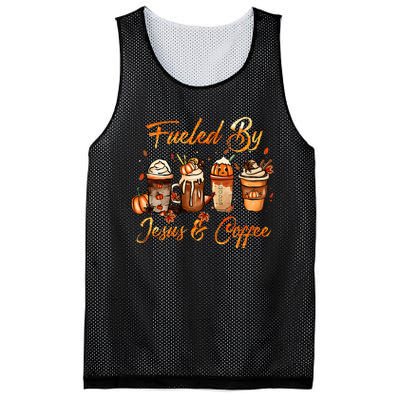 Fueled By Coffee Pumpkin Spice Jesus Autumn Thanksgiving Mesh Reversible Basketball Jersey Tank