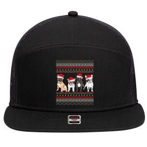 French Bulldog Christmas Ugly Frenchie Mom Xmas Gift 7 Panel Mesh Trucker Snapback Hat