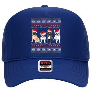 French Bulldog Christmas Ugly Frenchie Mom Xmas Gift High Crown Mesh Back Trucker Hat