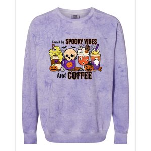 Fueled By Coffee & Spooky Vibes Coffee Lover Halloween Gift Colorblast Crewneck Sweatshirt