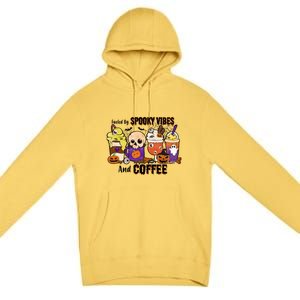 Fueled By Coffee & Spooky Vibes Coffee Lover Halloween Gift Premium Pullover Hoodie