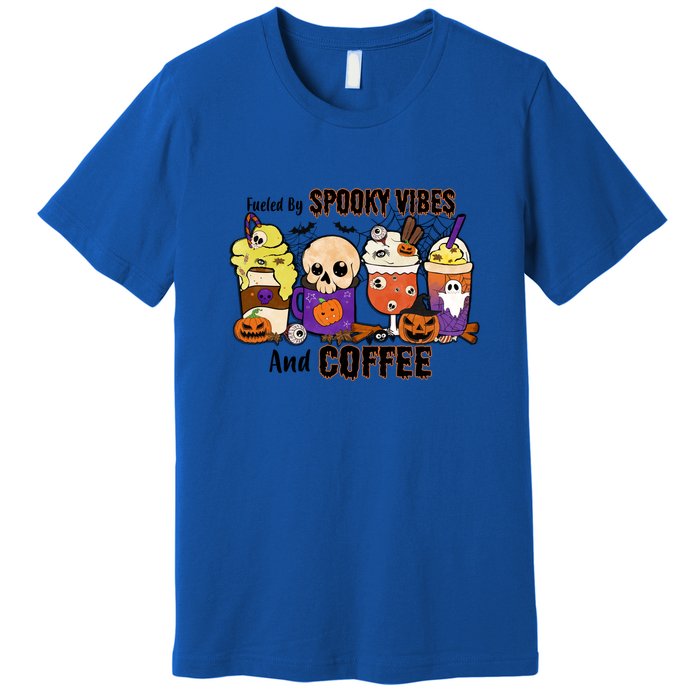 Fueled By Coffee & Spooky Vibes Coffee Lover Halloween Gift Premium T-Shirt