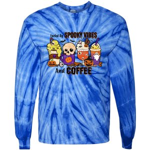 Fueled By Coffee & Spooky Vibes Coffee Lover Halloween Gift Tie-Dye Long Sleeve Shirt