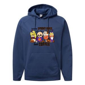 Fueled By Coffee & Spooky Vibes Coffee Lover Halloween Gift Performance Fleece Hoodie