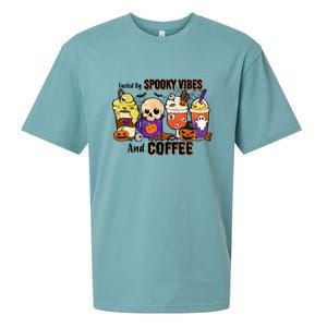 Fueled By Coffee & Spooky Vibes Coffee Lover Halloween Gift Sueded Cloud Jersey T-Shirt