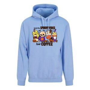 Fueled By Coffee & Spooky Vibes Coffee Lover Halloween Gift Unisex Surf Hoodie