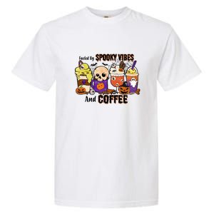 Fueled By Coffee & Spooky Vibes Coffee Lover Halloween Gift Garment-Dyed Heavyweight T-Shirt