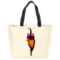Funny Black Cat Lady With Chucks Trump Hair Vote Kamala 2024 Zip Tote Bag
