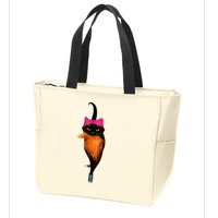 Funny Black Cat Lady With Chucks Trump Hair Vote Kamala 2024 Zip Tote Bag