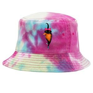 Funny Black Cat Lady With Chucks Trump Hair Vote Kamala 2024 Tie-Dyed Bucket Hat